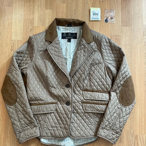 Barbour Jackets & Blazers - Barbour Downham Women's Quilted Tan Blazer with Brown Accents US Size 12